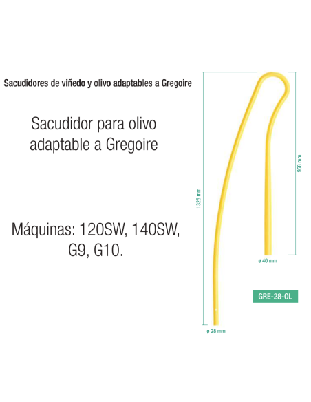 Sacudidor GRE-28-OL Gama Reforzada adaptable a Grégoire | Repuesto para Vendimiadora