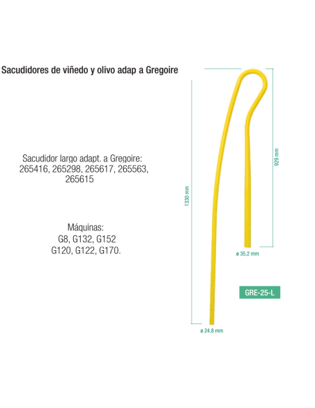 Bastón Sacudidor Largo 1330mm adaptable a vendimiadoras Gregoire