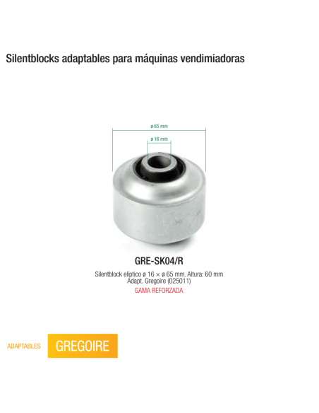 Silentblocks adaptables para máquinas vendimiadoras